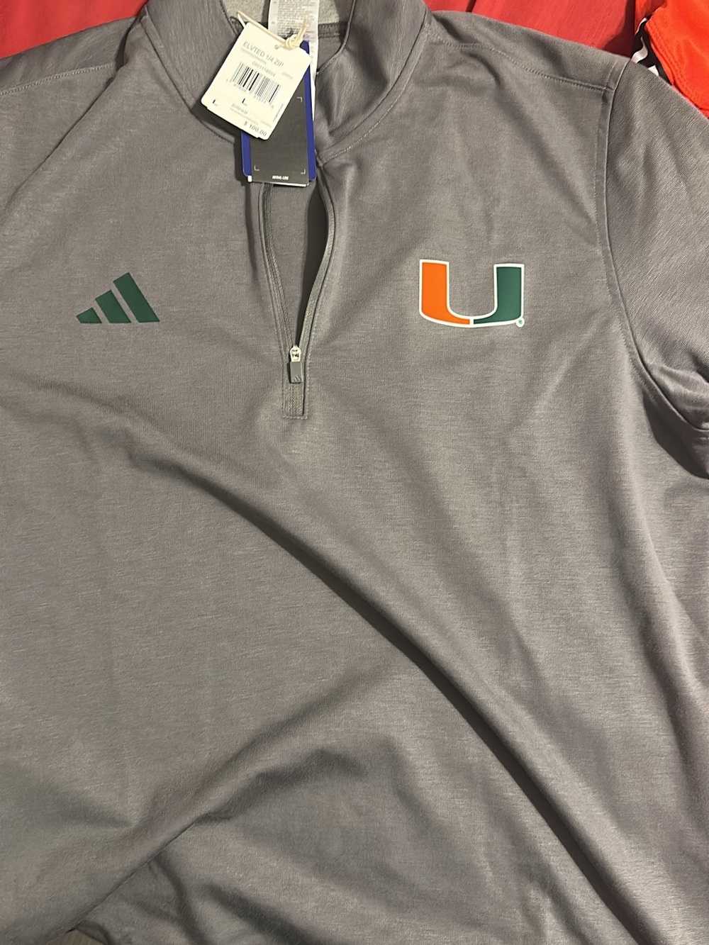 adidas Men's Gray 1/4 Zip with University of Miami